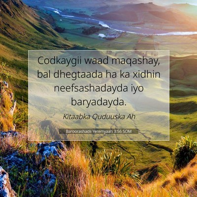 Picture 07 - Baroorashadii Yeremyaah 3:56 SOM - Codkaygii waad maqashay, bal dhegtaada ha ka - Bible Verse Picture
