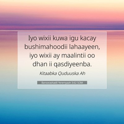 Picture 07 - Baroorashadii Yeremyaah 3:62 SOM - Iyo wixii kuwa igu kacay bushimahoodii lahaayeen, - Bible Verse Picture
