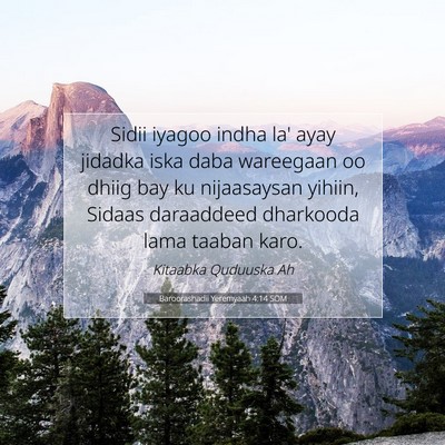 Picture 07 - Baroorashadii Yeremyaah 4:14 SOM - Sidii iyagoo indha la' ayay jidadka iska daba - Bible Verse Picture