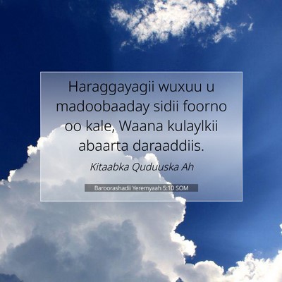 Picture 07 - Baroorashadii Yeremyaah 5:10 SOM - Haraggayagii wuxuu u madoobaaday sidii foorno oo - Bible Verse Picture