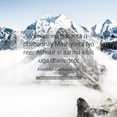 Picture 07 - Baroorashadii Yeremyaah 5:6 SOM - Waxaannu gacanta u dhiibannay Masriyiinta Iyo - Bible Verse Picture