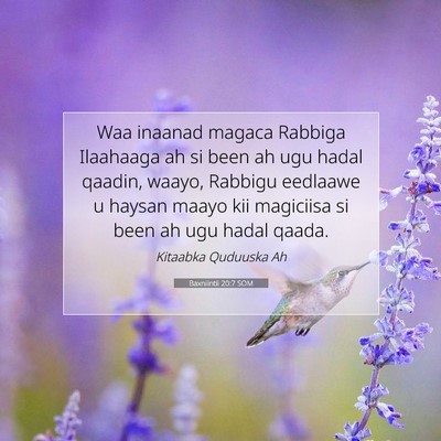 Picture 07 - Baxniintii 20:7 SOM - Waa inaanad magaca Rabbiga Ilaahaaga ah si been - Bible Verse Picture