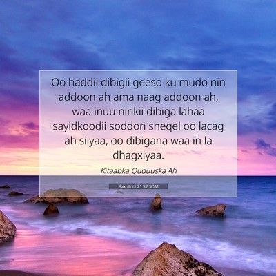 Picture 07 - Baxniintii 21:32 SOM - Oo haddii dibigii geeso ku mudo nin addoon ah ama - Bible Verse Picture