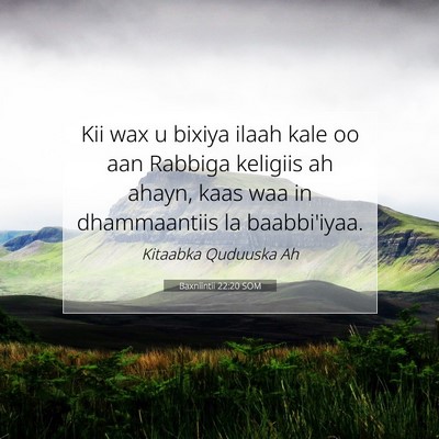 Picture 07 - Baxniintii 22:20 SOM - Kii wax u bixiya ilaah kale oo aan Rabbiga - Bible Verse Picture