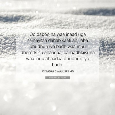 Picture 07 - Baxniintii 25:17 SOM - Oo daboolna waa inaad uga samaysaa dahab saafi - Bible Verse Picture