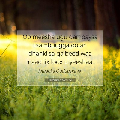 Picture 07 - Baxniintii 26:22 SOM - Oo meesha ugu dambaysa taambuugga oo ah dhankiisa - Bible Verse Picture