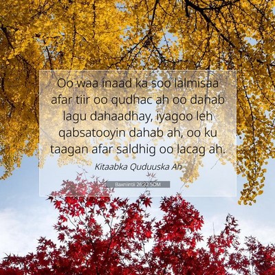 Picture 07 - Baxniintii 26:32 SOM - Oo waa inaad ka soo lalmisaa afar tiir oo qudhac - Bible Verse Picture