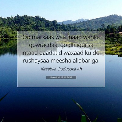 Picture 07 - Baxniintii 29:16 SOM - Oo markaas waa inaad wanka gowracdaa, oo - Bible Verse Picture