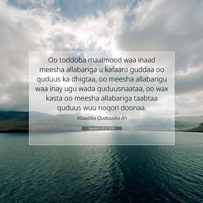 Picture 07 - Baxniintii 29:37 SOM - Oo toddoba maalmood waa inaad meesha allabariga u - Bible Verse Picture