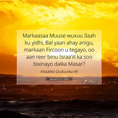 Picture 07 - Baxniintii 3:11 SOM - Markaasaa Muuse wuxuu Ilaah ku yidhi, Bal yaan - Bible Verse Picture