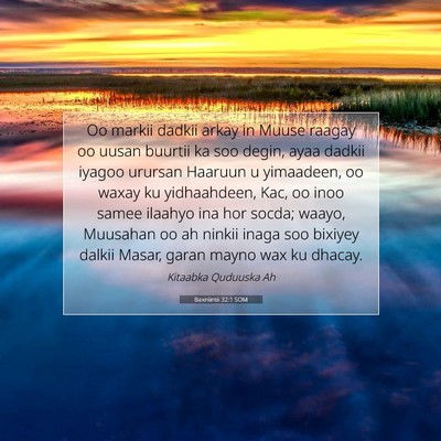 Picture 07 - Baxniintii 32:1 SOM - Oo markii dadkii arkay in Muuse raagay oo uusan - Bible Verse Picture