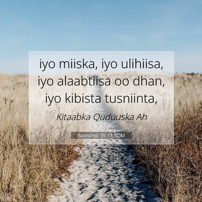 Picture 07 - Baxniintii 35:13 SOM - iyo miiska, iyo ulihiisa, iyo alaabtiisa oo dhan, - Bible Verse Picture