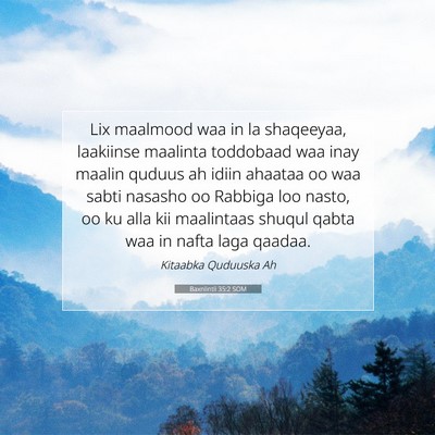 Picture 07 - Baxniintii 35:2 SOM - Lix maalmood waa in la shaqeeyaa, laakiinse - Bible Verse Picture