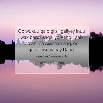 Picture 07 - Baxniintii 35:34 SOM - Oo wuxuu qalbigiisii geliyey inuu wax baro, isaga - Bible Verse Picture