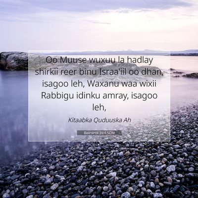 Picture 07 - Baxniintii 35:4 SOM - Oo Muuse wuxuu la hadlay shirkii reer binu - Bible Verse Picture