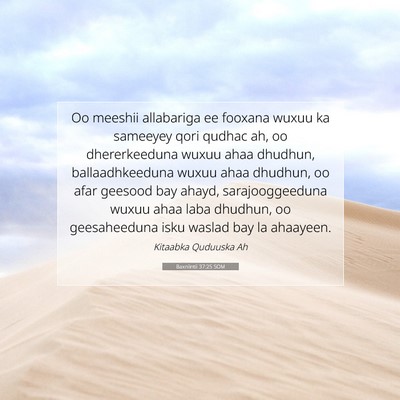 Picture 07 - Baxniintii 37:25 SOM - Oo meeshii allabariga ee fooxana wuxuu ka - Bible Verse Picture