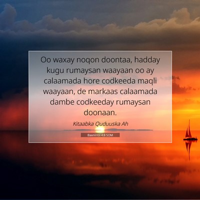 Picture 07 - Baxniintii 4:8 SOM - Oo waxay noqon doontaa, hadday kugu rumaysan - Bible Verse Picture