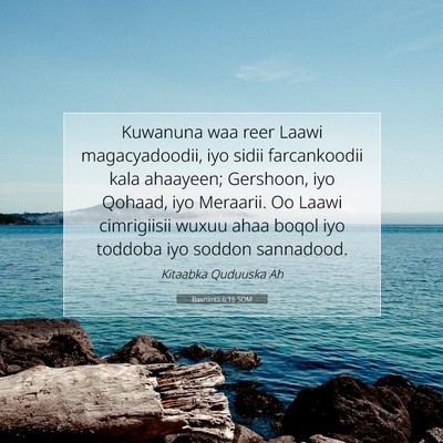 Picture 07 - Baxniintii 6:16 SOM - Kuwanuna waa reer Laawi magacyadoodii, iyo sidii - Bible Verse Picture