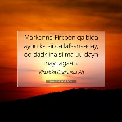 Picture 07 - Baxniintii 8:32 SOM - Markanna Fircoon qalbiga ayuu ka sii - Bible Verse Picture