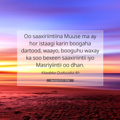Picture 07 - Baxniintii 9:11 SOM - Oo saaxiriintiina Muuse ma ay hor istaagi karin - Bible Verse Picture