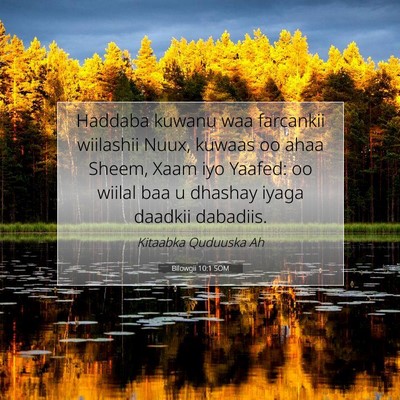 Picture 07 - Bilowgii 10:1 SOM - Haddaba kuwanu waa farcankii wiilashii Nuux, - Bible Verse Picture