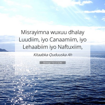 Picture 07 - Bilowgii 10:13 SOM - Misrayimna wuxuu dhalay Luudiim, iyo Canaamiim, - Bible Verse Picture