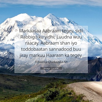 Picture 07 - Bilowgii 12:4 SOM - Markaasaa Aabraam tegey, sidii Rabbigu ku yidhi; - Bible Verse Picture