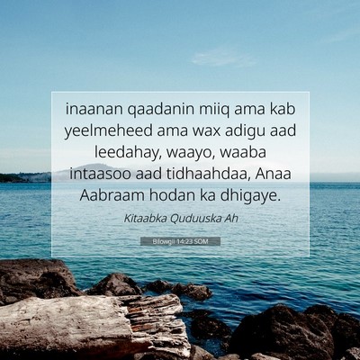 Picture 07 - Bilowgii 14:23 SOM - inaanan qaadanin miiq ama kab yeelmeheed ama wax - Bible Verse Picture