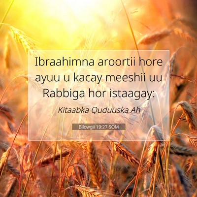 Picture 07 - Bilowgii 19:27 SOM - Ibraahimna aroortii hore ayuu u kacay meeshii uu - Bible Verse Picture