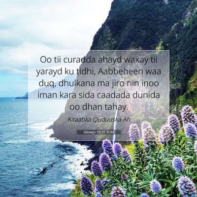 Picture 07 - Bilowgii 19:31 SOM - Oo tii curadda ahayd waxay tii yarayd ku tidhi, - Bible Verse Picture