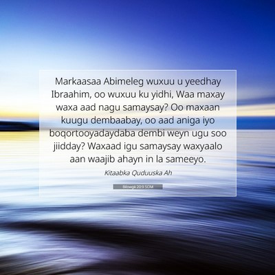 Picture 07 - Bilowgii 20:9 SOM - Markaasaa Abimeleg wuxuu u yeedhay Ibraahim, oo - Bible Verse Picture