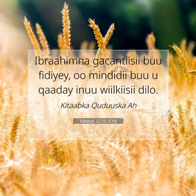 Picture 07 - Bilowgii 22:10 SOM - Ibraahimna gacantiisii buu fidiyey, oo mindidii - Bible Verse Picture