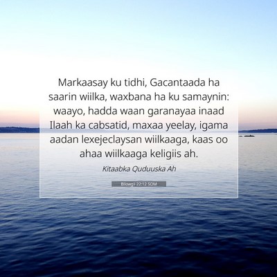 Picture 07 - Bilowgii 22:12 SOM - Markaasay ku tidhi, Gacantaada ha saarin wiilka, - Bible Verse Picture
