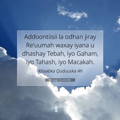 Picture 07 - Bilowgii 22:24 SOM - Addoontiisii la odhan jiray Re'uumah waxay iyana - Bible Verse Picture