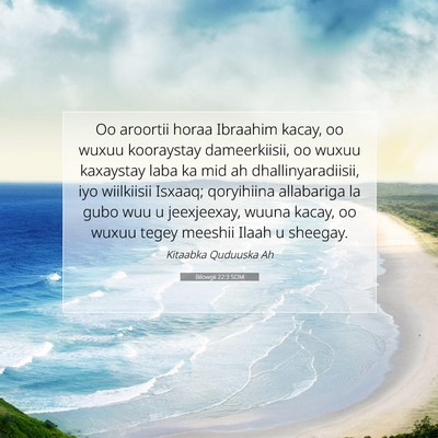 Picture 07 - Bilowgii 22:3 SOM - Oo aroortii horaa Ibraahim kacay, oo wuxuu - Bible Verse Picture