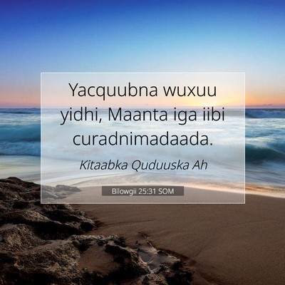 Picture 07 - Bilowgii 25:31 SOM - Yacquubna wuxuu yidhi, Maanta iga iibi - Bible Verse Picture