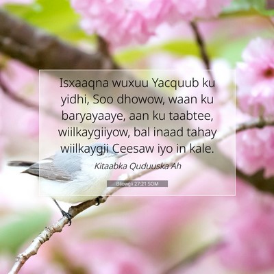Picture 07 - Bilowgii 27:21 SOM - Isxaaqna wuxuu Yacquub ku yidhi, Soo dhowow, waan - Bible Verse Picture