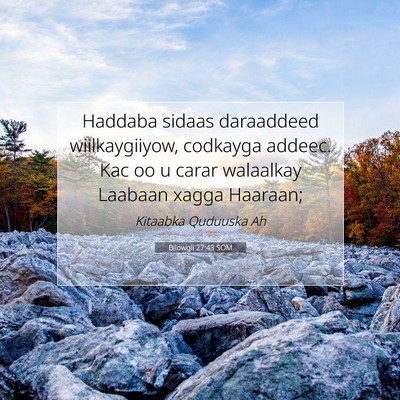 Picture 07 - Bilowgii 27:43 SOM - Haddaba sidaas daraaddeed wiilkaygiiyow, codkayga - Bible Verse Picture