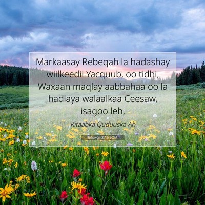 Picture 07 - Bilowgii 27:6 SOM - Markaasay Rebeqah la hadashay wiilkeedii Yacquub, - Bible Verse Picture