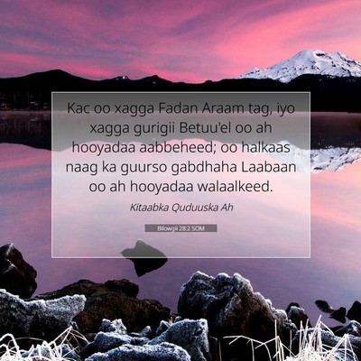 Picture 07 - Bilowgii 28:2 SOM - Kac oo xagga Fadan Araam tag, iyo xagga gurigii - Bible Verse Picture