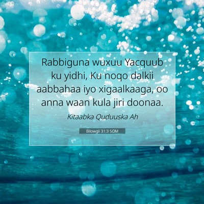 Picture 07 - Bilowgii 31:3 SOM - Rabbiguna wuxuu Yacquub ku yidhi, Ku noqo dalkii - Bible Verse Picture