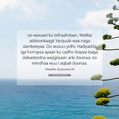 Picture 07 - Bilowgii 32:20 SOM - oo waxaad ku tidhaahdaan, Weliba addoonkaagii - Bible Verse Picture