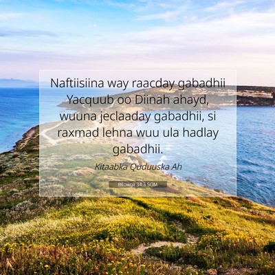 Picture 07 - Bilowgii 34:3 SOM - Naftiisiina way raacday gabadhii Yacquub oo - Bible Verse Picture