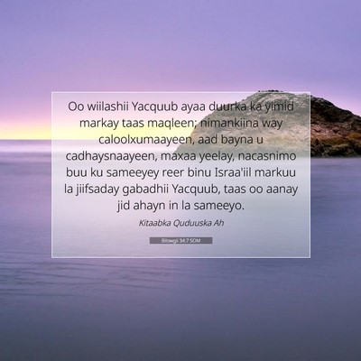 Picture 07 - Bilowgii 34:7 SOM - Oo wiilashii Yacquub ayaa duurka ka yimid markay - Bible Verse Picture