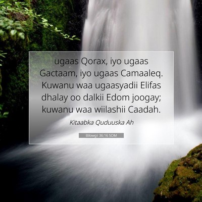 Picture 07 - Bilowgii 36:16 SOM - ugaas Qorax, iyo ugaas Gactaam, iyo ugaas - Bible Verse Picture