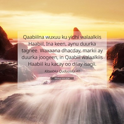 Picture 07 - Bilowgii 4:8 SOM - Qaabiilna wuxuu ku yidhi walaalkiis Haabiil, Ina - Bible Verse Picture
