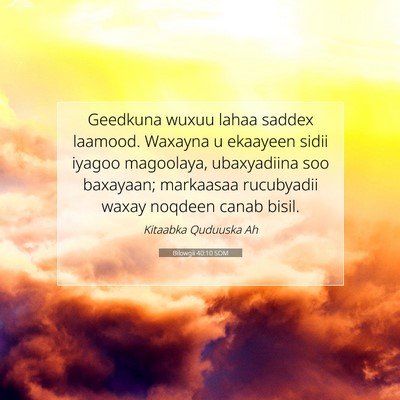 Picture 07 - Bilowgii 40:10 SOM - Geedkuna wuxuu lahaa saddex laamood. Waxayna u - Bible Verse Picture