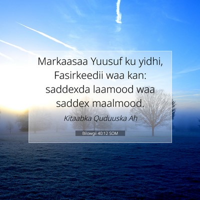Picture 07 - Bilowgii 40:12 SOM - Markaasaa Yuusuf ku yidhi, Fasirkeedii waa kan: - Bible Verse Picture
