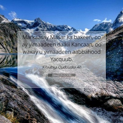 Picture 07 - Bilowgii 45:25 SOM - Markaasay Masar ka baxeen, oo ay yimaadeen dalkii - Bible Verse Picture