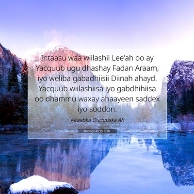 Picture 07 - Bilowgii 46:15 SOM - Intaasu waa wiilashii Lee'ah oo ay Yacquub ugu - Bible Verse Picture